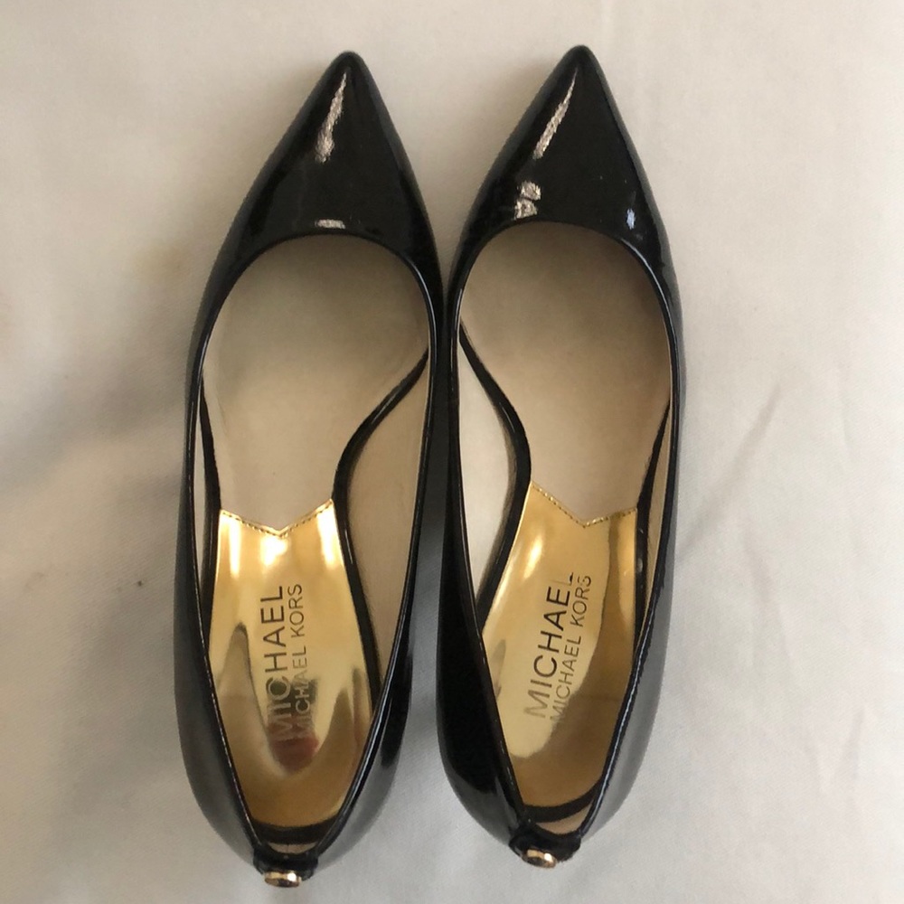 Michael Kors Black Patent Leather Kitten Heels.